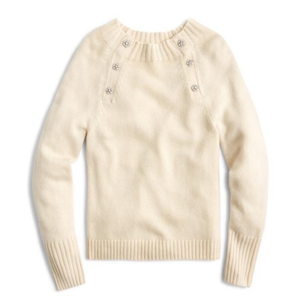J. Crew Ivory Sweater With Jeweled Buttons K5299, Size XS